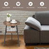 2-Tier Wooden Round Side Table with Storage Shelf-Walnut