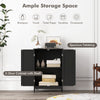 Double Door Bathroom Floor Cabinet with Shelf-Black