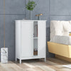 Double Door Bathroom Floor Cabinet with Shelf-White