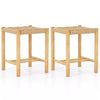Dining Stool Set of 2 with Rubber Wood Frame and Woven Paper Seat-36 x 36 x 45cm