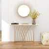 120cm Console Table with Faux Marble Tabletop-White