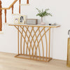 120cm Console Table with Faux Marble Tabletop-White