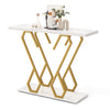Faux Marble Console Table with Adjustable Foot Pads-White