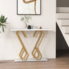 Faux Marble Console Table with Adjustable Foot Pads-White