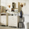 Bathroom Wall Cabinet with Open Shelf and Adjustable Shelf-Beige