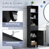 172cm Tall Bathroom Cabinet with Drawer and 3 Open Shelves-Black