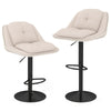 Bar Stools Set of 2 Modern Adjustable Chenille Upholstered Barstools-White