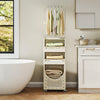 2-in-1 3/4-Tier Laundry Cart with Hanging Bar and Lockable Wheels-4-Tier-Beige