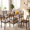 Oval dining table with 2 folding side panels and a metal frame for 4 people-Rustic Brown