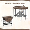 Oval dining table with 2 folding side panels and a metal frame for 4 people-Rustic Brown