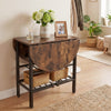 Oval dining table with 2 folding side panels and a metal frame for 4 people-Rustic Brown
