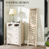 HOMCOM 3 Panel Room Divider, Detachable Folding Privacy Screens with Palm Leaf Design for Home Office, Natural Wood Finish