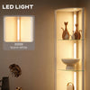 HOMCOM LED Floor Lamp with Shelves, Dimmable Standing Lamp with Foot Switch for Living Room, Bedroom, White