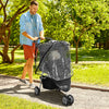 PawHut Pet Travel Stroller with Rain Cover, 3 Wheels Foldable Cat Dog Pushchair with Storage Basket and Cupholder for Small Miniature Dogs(Black)