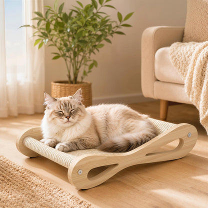 PawHut 2 in 1 Sisal Cat Scratcher Bed Cat Scratching Board and Lounger 60 x 35 x 13 cm Cream White