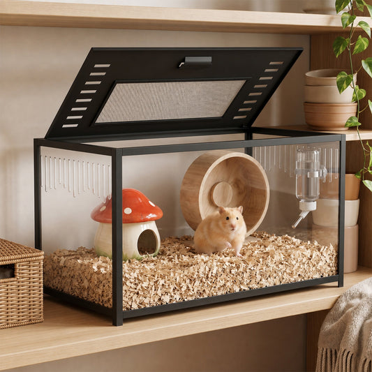 PawHut Hamster Cage, Chewproof Metal Rat Cage with Deep Base, Openable Top for Syrian Dwarf Hamster, Gerbil, 80 x 45 x 50.5 cm