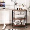 3 Tier Rolling Kitchen Baker's Rack with Adjustable Shelf and Hooks-Rustic Brown