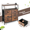 2-Tier Dresser with 6 Removable Fabric Drawers and Wooden Top-Rustic Brown