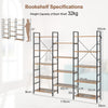 5-Tier Industrial Bookshelf with 14 Open Shelves for Home Office-Brown