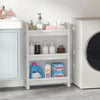 Slim Rolling Storage Cart 3-Tier Bathroom Organizer with Handles and Wheels-White