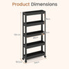 5-Tier Slim Rolling Storage Cart with Smooth Wheels for Kitchen-Black