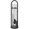 Outsunny 5 Pieces Fireplace Tools Set, Metal Fireplace Accessories Fireside Companion Set with Broom, Shovel, Poker and Bucket, Silver