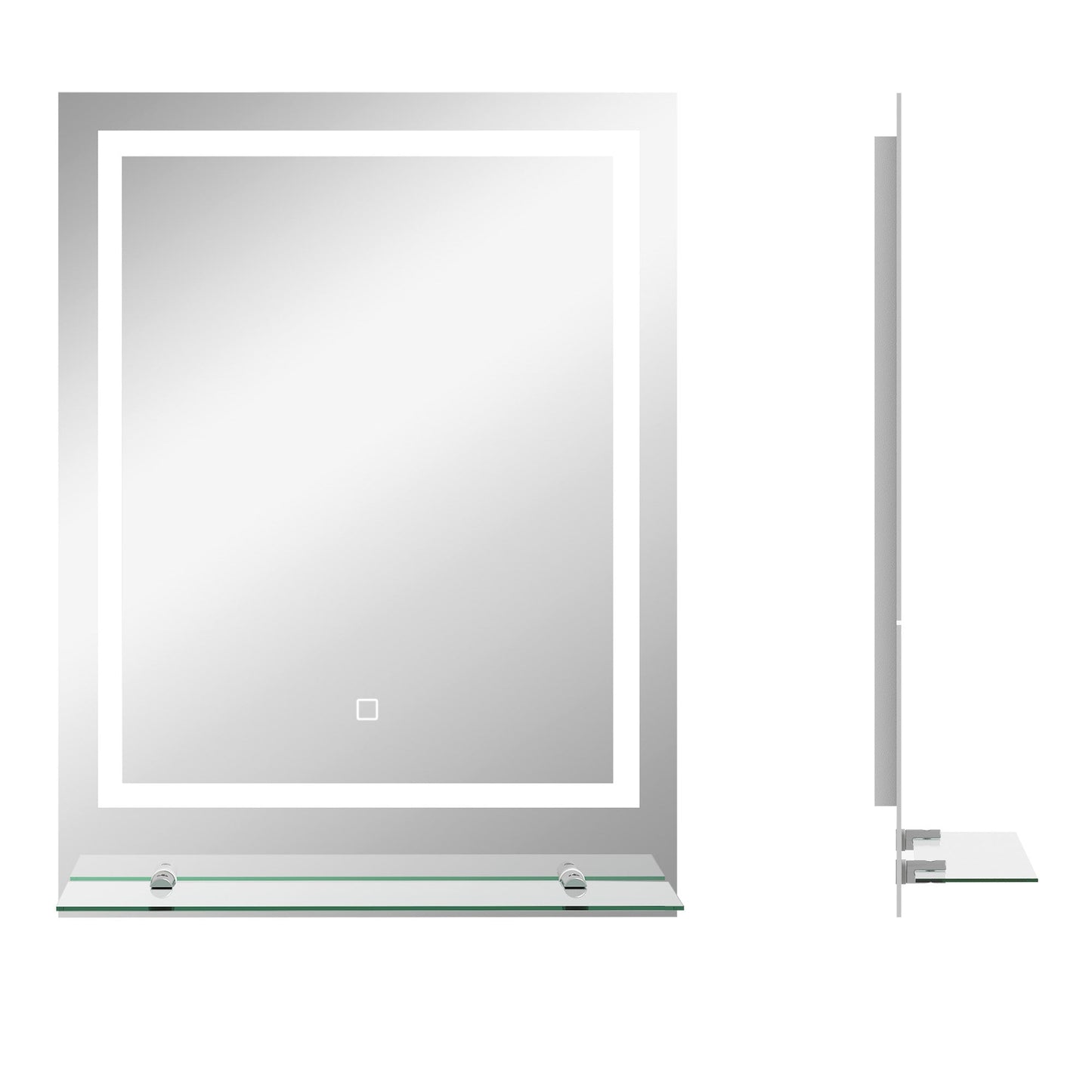 kleankin Large Vanity Mirror with Lights and Shelf, Illuminated bathroom Mirror with 3 Colour Brightness, Smart Touch, Anti-Fog
