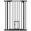 PawHut Extra Tall Pet Gate, Indoor Dog Safety Gate, with Cat Flap, Auto Close, 74-80cm Wide - Black