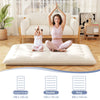 Japanese Floor Mattress with Washable Cover and Carry Bag-Beige-Compact Double