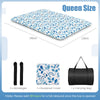 Japanese Floor Mattress with Washable Cover and Carry Bag-Blue & White-Compact Double