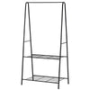 HOMCOM Metal Clothes Rack Coat Garment Hanger Hallway Organiser Hanging Rail Stand 2-tier Shoe Shelving A Shaped 77L x 45W x 153H cm Black