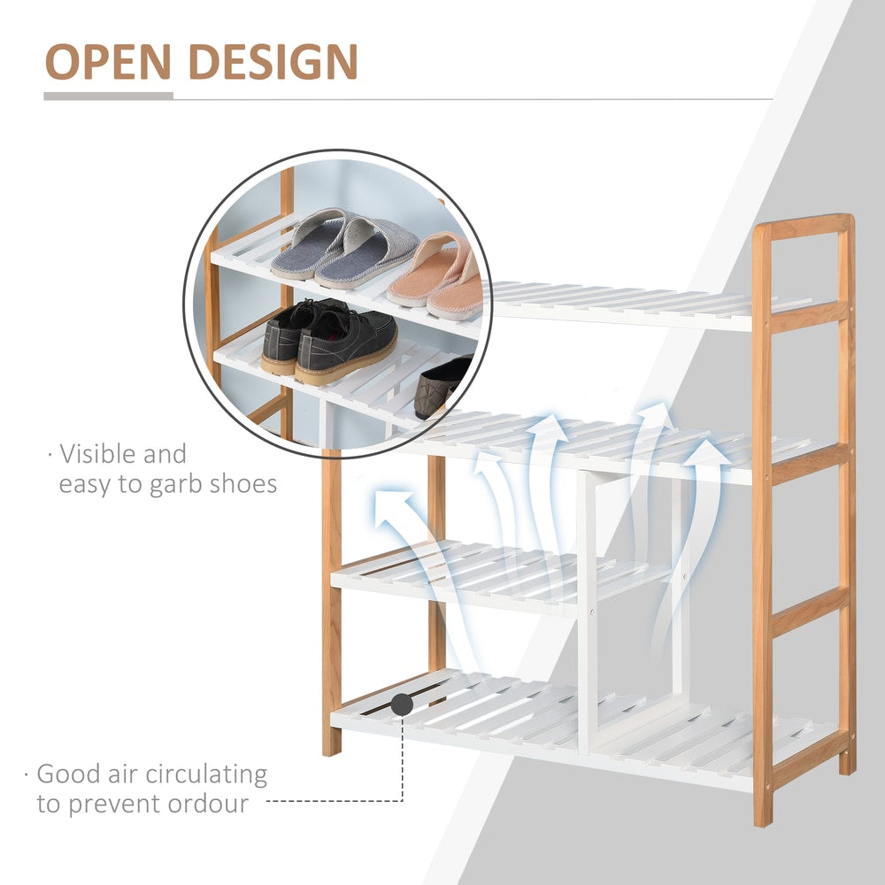 HOMCOM 4 Tier Shoe Racks in Natural Wood Colour