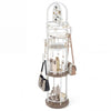 Jewelry Organizer Stand 360° Rotating Floor Jewelry Storage Rack with Earring Necklace Holders-Gray