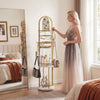 Jewelry Organizer Stand 360° Rotating Floor Jewelry Storage Rack with Earring Necklace Holders-White and Golden
