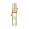 Jewelry Organizer Stand 360° Rotating Floor Jewelry Storage Rack with Earring Necklace Holders-White and Golden