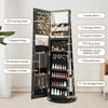 360-Degree Mirrored Jewelry Armoire with 3-Color Auto-on LED Lights-Black