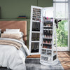 360° Swivel Lockable Jewelry Armoire Cabinet with Full-Length Mirror-White