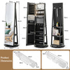 360-Degree Mirrored Jewelry Armoire with 3-Color Auto-on LED Lights-Black