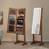 Standing Jewelry Cabinet with LED Lights Lipstick Box and 2 Drawers-Walnut