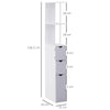 HOMCOM Tall Bathroom Cabinet, Freestanding Bathroom Storage Cabinet with 2-Tier Shelf and Drawers, Narrow Cupboard Storage Unit, White, Grey