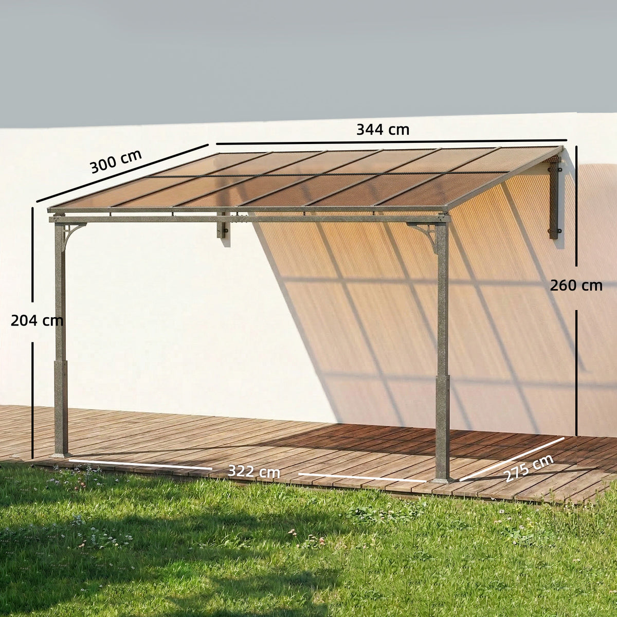 Outsunny Metal Lean-to Pergola in Brown