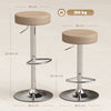 HOMCOM Bar Stools Set of 2, Modern PU Leather Swivel Barstools, Height Adjustable Breakfast Bar Chairs with Footrest, Brown