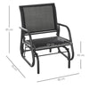 Outsunny Outdoor Garden Glider Chair, Metal Frame Single Armchair Swing Seater w/ Breath Mesh Fabric Seat, Curved Backrest, Armrests, for Living Room, Patio, Porch, Dark Grey