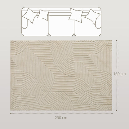 HOMCOM Modern Geometric Rug, Thick & Plush, Non-Slip, 230 x 160 cm - Cream, Living Room/Bedroom/Office
