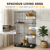 PawHut 3-Tier Large Cat Cage Indoor, Detachable Metal Wire Kennel with Hammock, Platforms, Tray and Cushions for 1-2 Kittens
