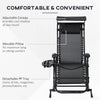 Outsunny Garden Rocking Chair Folding Recliner Outdoor Adjustable Sun Lounger Rocker Zero-Gravity Seat with Headrest Side Holder Patio Deck - Black