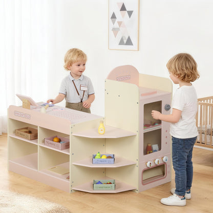 AIYAPLAY Kids Grocery Store, Children Supermarket Playset with Cash Register, Vending Machine, Display Shelves