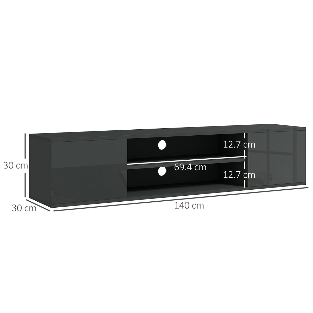 HOMCOM Floating TV Stand Cabinet in Grey