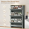 HOMCOM Slim Shoe Cabinet, Narrow Shoe Cupboard with 3 Flip Drawers, Adjustable Shelves for 18 Pairs of Shoes, Light Grey