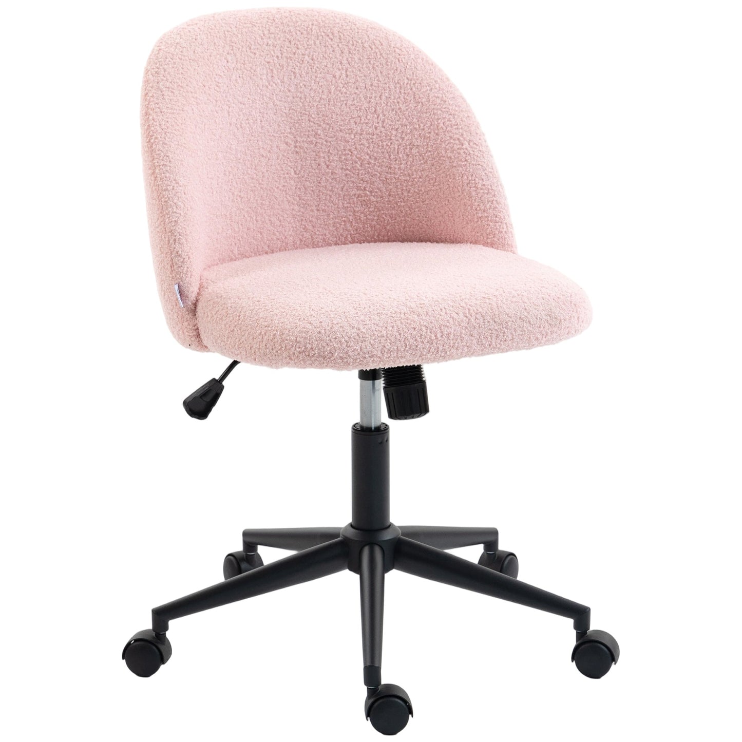 HOMCOM Teddy Fleece Office Chair with Wheels - Light Pink